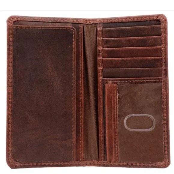 New RFID Blocking Brown Mens Long Wallet & Checkbook Wallet for Men - Picture 1 of 6